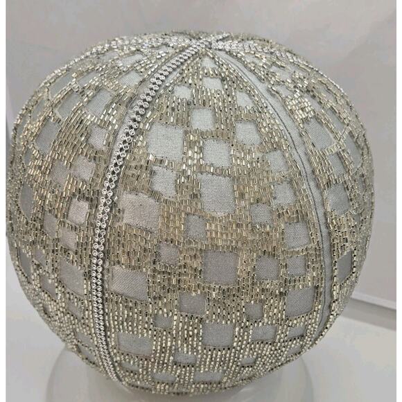 Disco Ball Embellished Beaded 9" Round Pillow Glam Contemporary Bella Lux TJ MAX - Picture 2 of 8